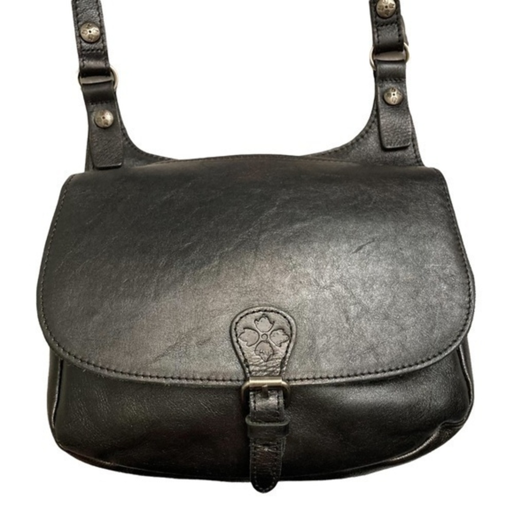 Patricia nash black leather saddle messenger bag